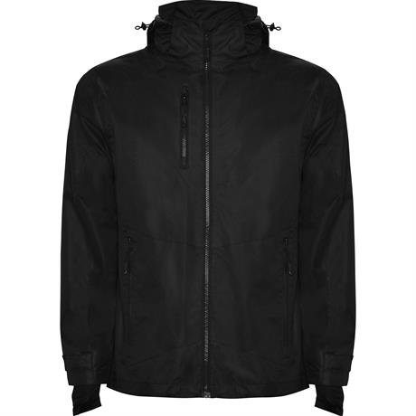 Chaqueta impermeable negra en tejido cuadrillé