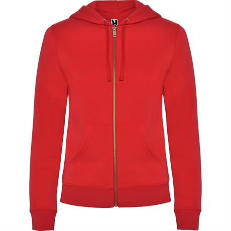 Sudadera de mujer con capucha forrada roja